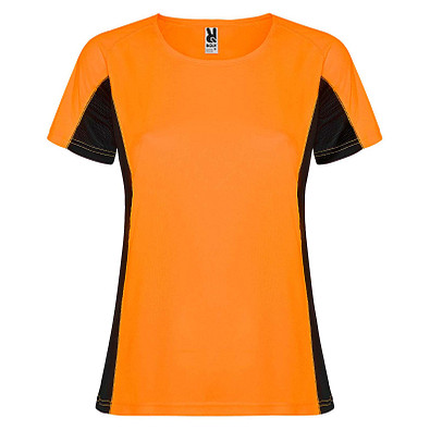 Shanghai Sport T-Shirt für Damen, Fluor Orange / schwarz, 2XL