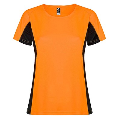 Shanghai Sport T-Shirt für Damen, Fluor Orange / schwarz, XL