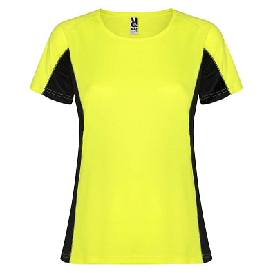 Shanghai Sport T-Shirt für Damen, Fluor Yellow / schwarz, 2XL
