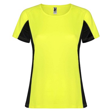 Shanghai Sport T-Shirt für Damen, Fluor Yellow / schwarz, XL