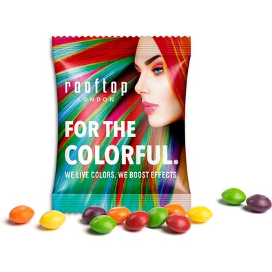 Skittles im Werbetütchen, 10 g, Folie weiß, inkl. Druck