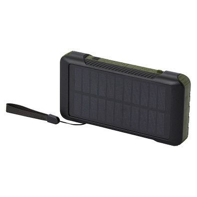 Soldy 10.000 mAh Solardynamo-Powerbank aus recyceltem GRS Kunststoff, armeegrün
