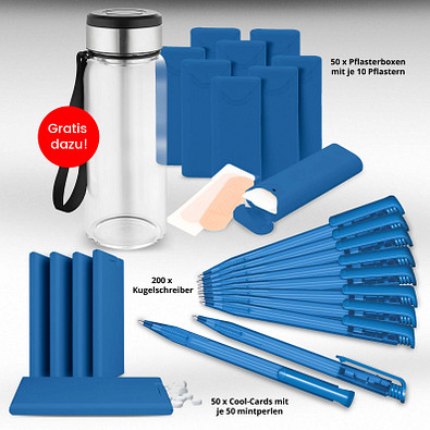 Werbe-Sparset Made in Germany, 301-tlg., inkl. Druck, blau-gefrostet Werbe-Sparset Made in Germany, 301-tlg., inkl. Druck, blau-gefrostet