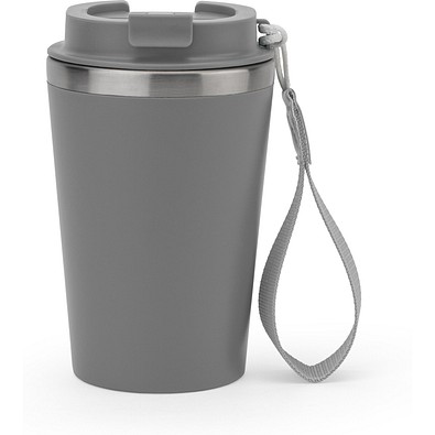 SPITZ. Reisebecher aus Edelstahl (90 % recycelt) und Außenwand aus PP mit matter Oberfläche 440 ml, Grau