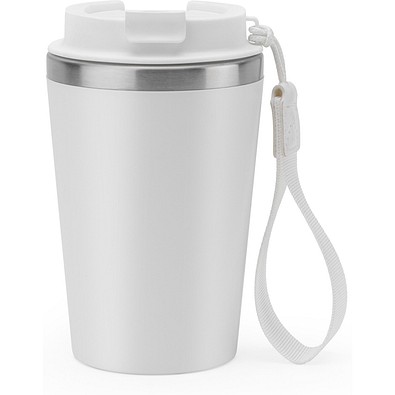 SPITZ. Reisebecher aus Edelstahl (90 % recycelt) und Außenwand aus PP mit matter Oberfläche 440 ml, Weiß
