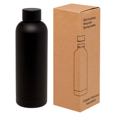 Spring 500 ml RCS-zertifizierte Kupfer-Vakuum Isolierflasche aus recyceltem Edelstahl, schwarz