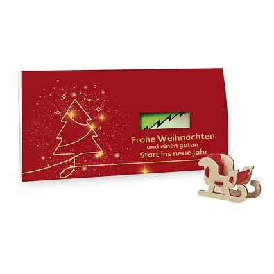Steckfiguren-Karte Filz, Standardmotiv, Schlitten