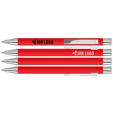 uma® Metall-Kugelschreiber Straight SI, blaue Mine, hellrot