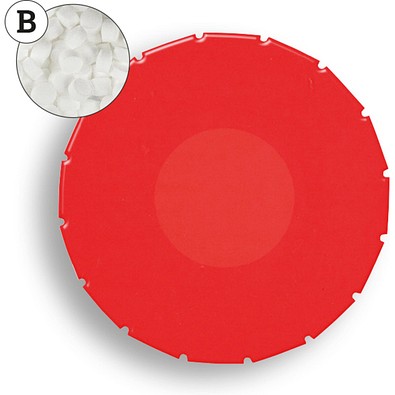 Super Mini Clic Clac Box, 12 g, Pfefferminzpastillen extra stark, PMS 032 C, ohne Druck