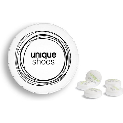 Super Mini Clic Clac Box, 12 g, Sweetprints Pfefferminz, weiß, inkl. Druck