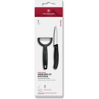 Swiss Classic, Gemüsemesser mit Y-Schäler, 2tlg, schwarz