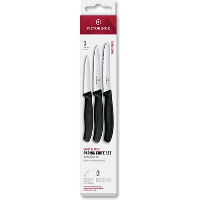 Swiss Classic, Gemüsemesser Set, 3tlg, schwarz