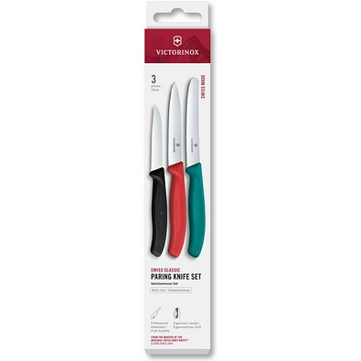 Swiss Classic Gemüsemesser-Set, 3-tlg., schwarz, rot, grün