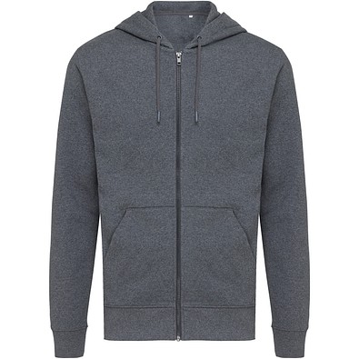 Iqoniq Abisko Zip-Kapuzenpullover aus recycelter Baumwolle, heather anthracite, XXS