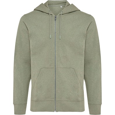 Iqoniq Abisko Zip-Kapuzenpullover aus recycelter Baumwolle, heather green, XXS