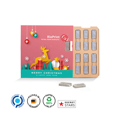 Täfelchen Adventskalender ECO, Papier Inlay, Napolitain Naps, inkl. Druck