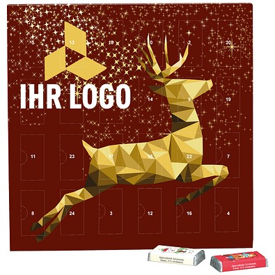 Täfelchen Adventskalender, share Schokotäfelchen, Rentier, Gold