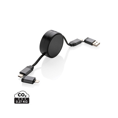 Terra aufrollbares 6-in-1-Kabel aus RCS recyceltem Aluminium, grau