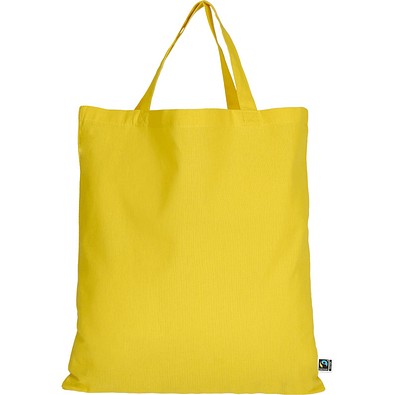 Fairtrade Baumwolltasche mit kurzen Henkeln, gelb