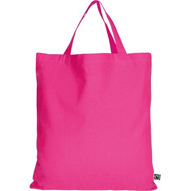 Fairtrade Baumwolltasche mit kurzen Henkeln, pink