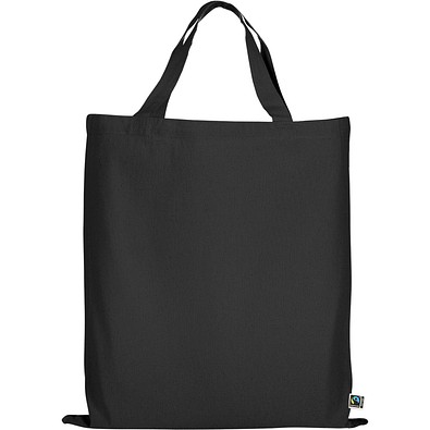 Fairtrade Baumwolltasche mit kurzen Henkeln, schwarz