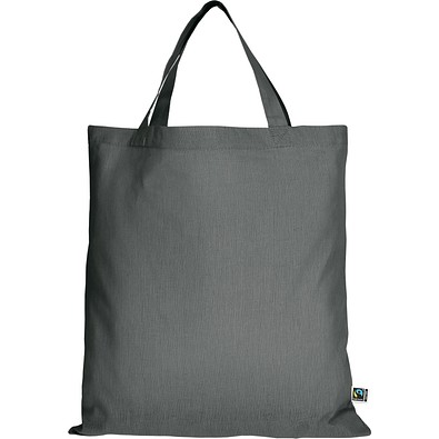 Fairtrade Baumwolltasche mit kurzen Henkeln, stahlgrau