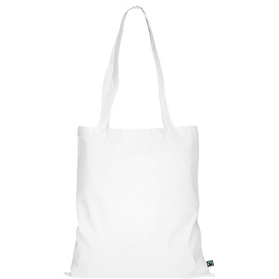 Fairtrade Baumwolltasche mit langen Henkeln, weiß