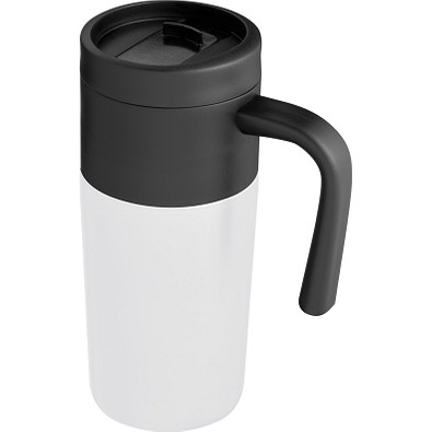 Thermobecher mit Edelstahlummantelung, 350 ml, weiss Thermobecher mit Edelstahlummantelung, 350 ml, weiss