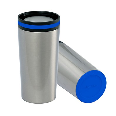 Thermobecher RETUMBLER-myDRINQEO, silber/blau