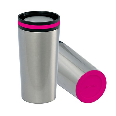 Thermobecher RETUMBLER-myDRINQEO, silber/magenta