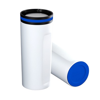 Thermobecher RETUMBLER-mySTEELONE, weiß/blau