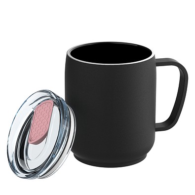 Thermotasse RETUMBLER-myNIZZA CERAMIC, schwarz/rosa