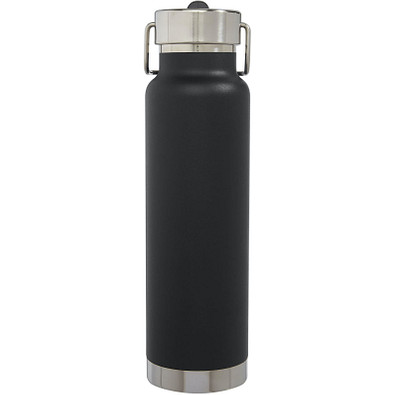 Thor 750 ml Kupfer-Vakuum Sportflasche mit Trinkhalm, schwarz