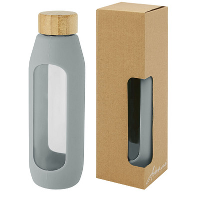 Tidan 600 ml Flasche aus Borosilikatglas mit Silikongriff, grau