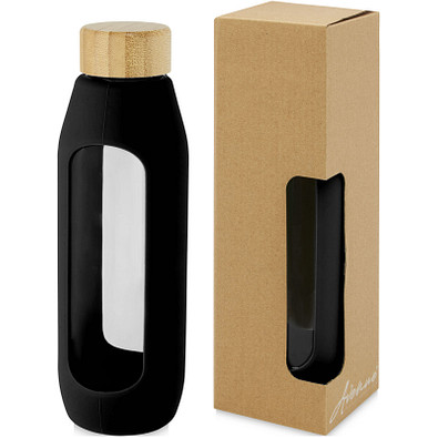 Tidan 600 ml Flasche aus Borosilikatglas mit Silikongriff, schwarz
