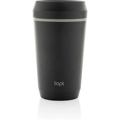 Topl-Becher aus rec. Kunststoff mit 360-Grad-Deckel 354ml, grau