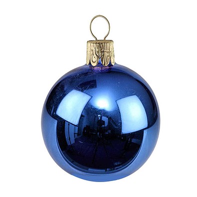 Traditionelle Glaskugel, glanz-blau, 1-seit. Druck