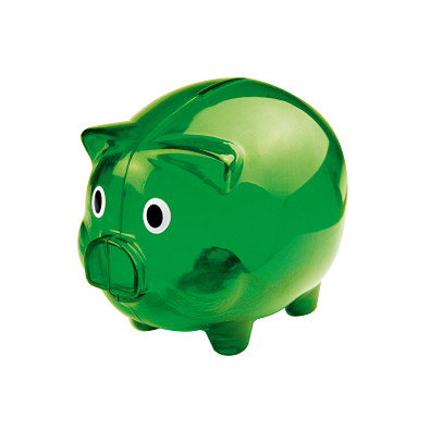 Transparentes Sparschwein, grün Transparentes Sparschwein, grün
