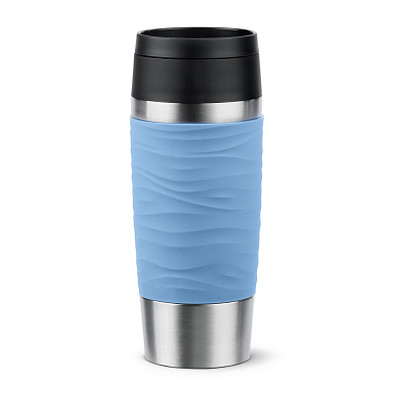 EMSA Travel Mug Classic Wave Isolierbecher, 360 ml, pastellblau