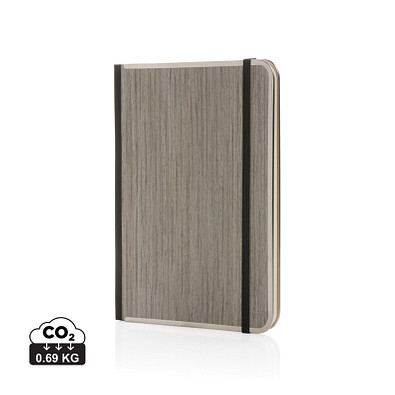 Treeline A5 Deluxe Notizbuch mit Holzeinband, grau