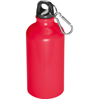 Trinkflasche aus Aluminium mit Karabinerhaken, 500 ml, rot