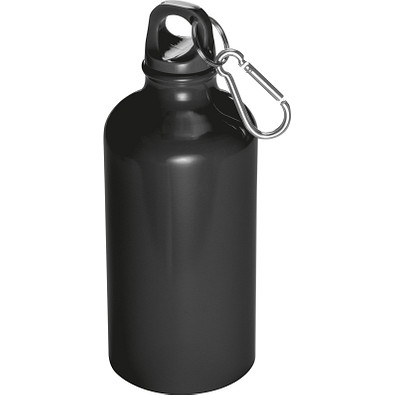 Trinkflasche aus Aluminium mit Karabinerhaken, 500 ml, schwarz Trinkflasche aus Aluminium mit Karabinerhaken, 500 ml, schwarz