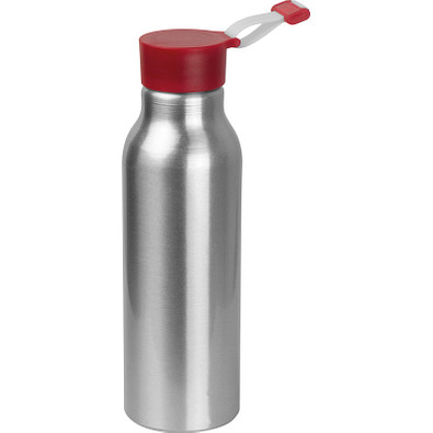 Trinkflasche aus Aluminium mit Silikondeckel, 600 ml, rot