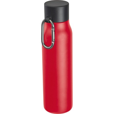 Trinkflasche mit Karabiner, 600ml , rot