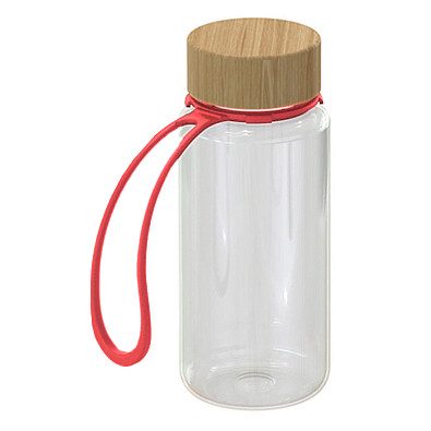 Trinkflasche Natural, inkl. Strap, 700 ml, transparent/rot Trinkflasche Natural, inkl. Strap, 700 ml, transparent/rot