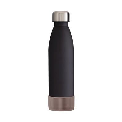 Trinkflasche RETUMBLER-myTOULON GLASS, schwarz, Sleeve braun