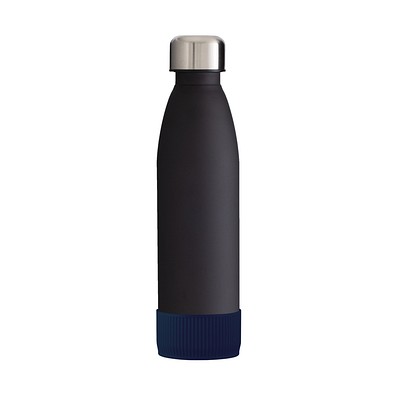 Trinkflasche RETUMBLER-myTOULON GLASS, schwarz, Sleeve dunkelblau