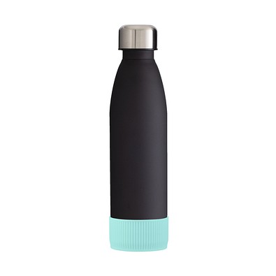 Trinkflasche RETUMBLER-myTOULON GLASS, schwarz, Sleeve mint