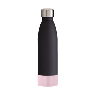 Trinkflasche RETUMBLER-myTOULON GLASS, schwarz, Sleeve rosa