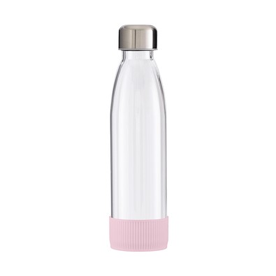 Trinkflasche RETUMBLER-myTOULON GLASS, transparent, Sleeve rosa